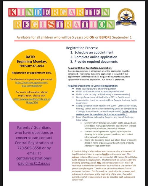 Kindergarten registration